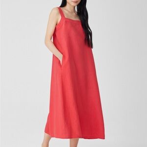 NWT! Eileen Fisher
Garment-Dyed Organic Linen Square Neck Dress Sz XL